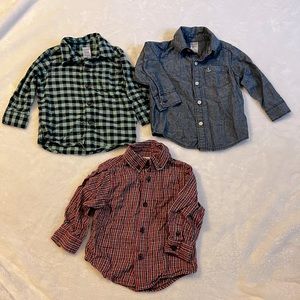 [LOT 11] Boy Size 12 month long sleeve collared shirts (3)